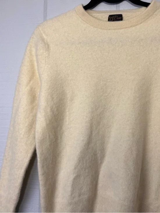 Knit for J.Crew Cashmere Knit Cream Ivory Long Sleeve Pullover Sweater Crewneck - Picture 2 of 5